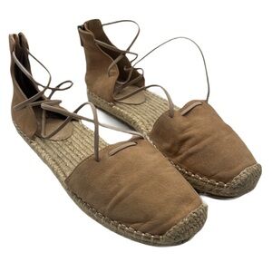 Eileen Fisher Sz 8 Lace Up Tan Espadrille Flats‎ with Ankle Wraps